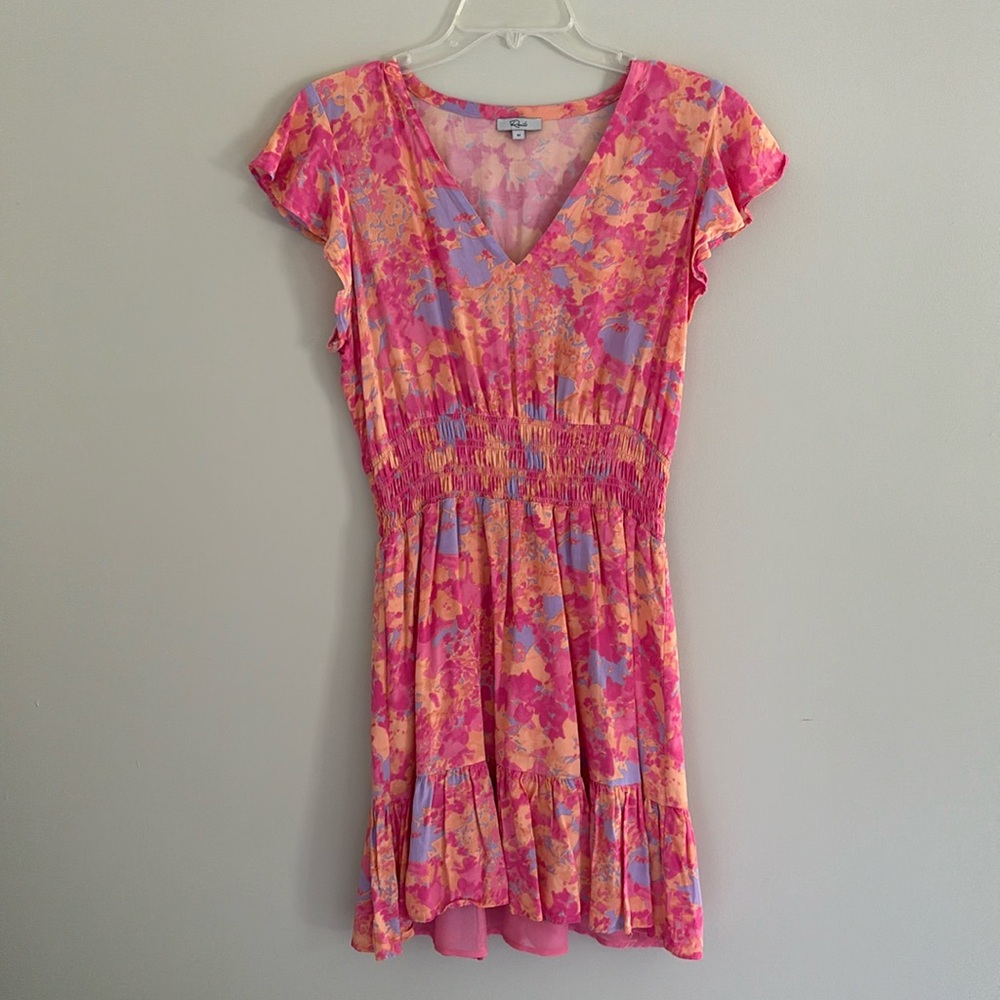 Rails Pink Multi Floral V-Neck Short Dress